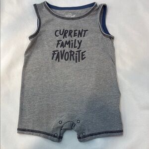 Cat & Jack, Gray Sleeveless Baby Romper Onesie, size 3-6 months, snaps, pre-owne